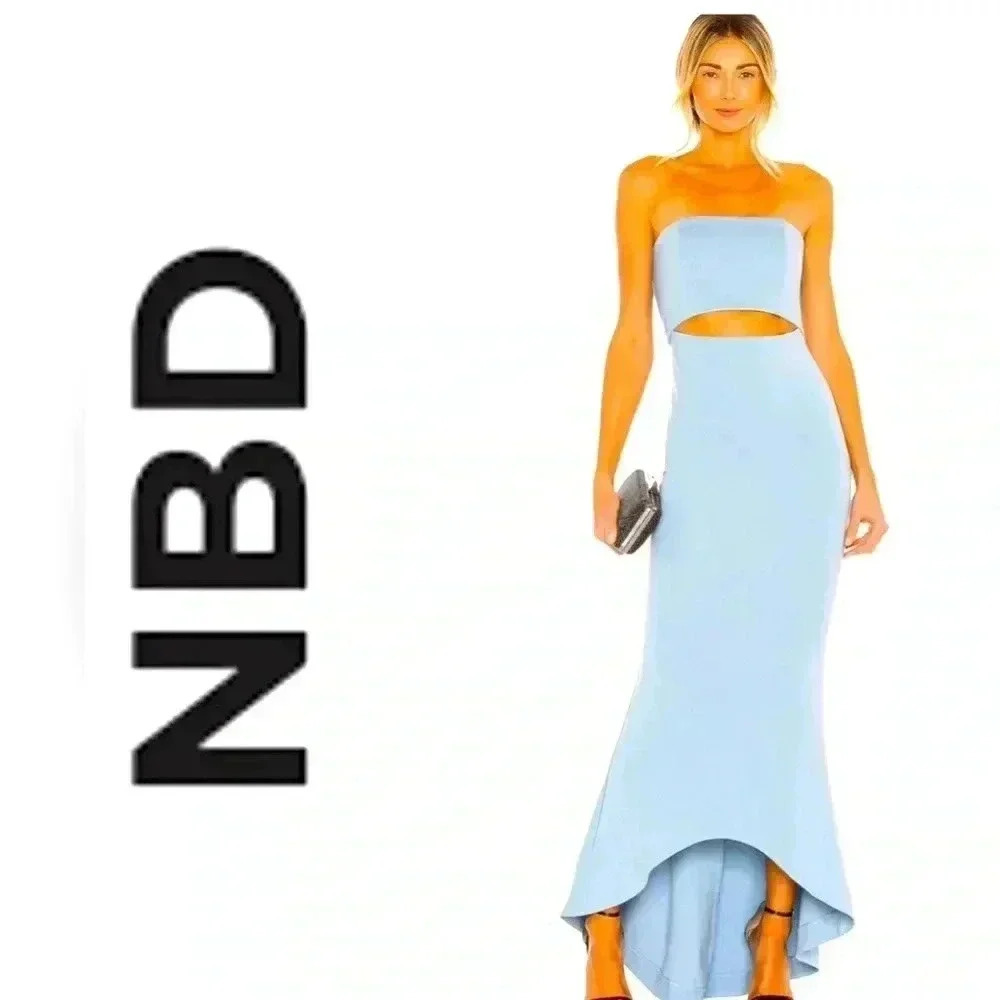 NBD Light Blue Strapless Maxi Dress